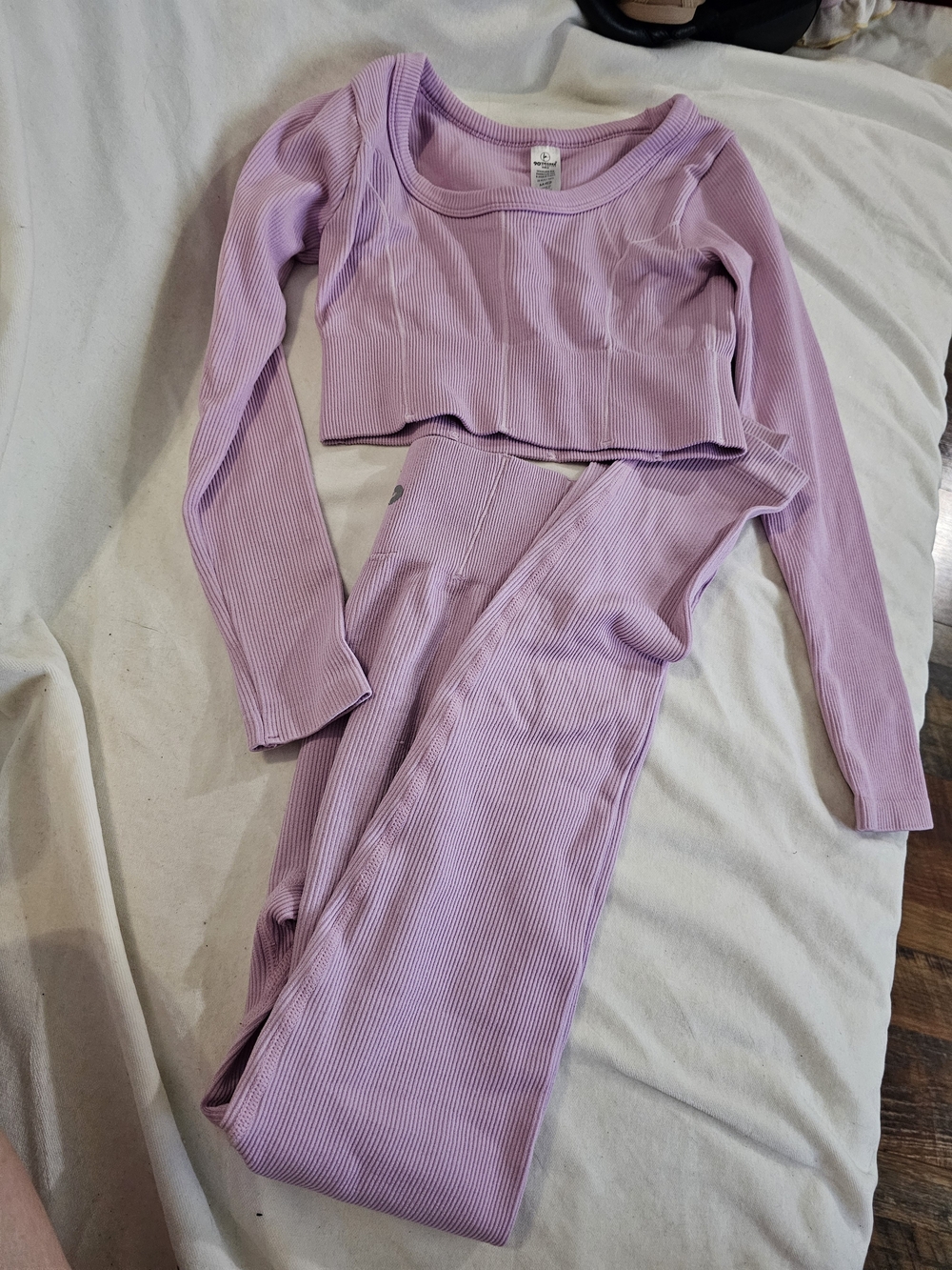 Reflex Lilac Ribbed Crop Top & High-Waist Leggings Set Size 10